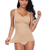 GGDK Figurformendes Cami für Damen, figurformend, Bauchkontrolle, Unterhemd, Beige, Größe L