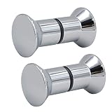 FOROREH Duschtürknopf Edelstahl Duschtürgriff Türknauf Dusche Griff Beschläge Türgriff Doppel Knöpfe hochglänzend für Duschtür Glastüren mit 2 Stück verchromte Duschsock