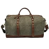EverVanz Übergroßer Reisetaschen, Wochenend Tasche, Seesack, Vintage Handtasche, Segeltuch Lederbesatz Unisex S