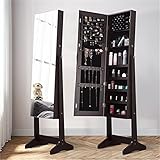 Schmuckschrank Spiegel in voller Länge Spiegel Bodenspiegel Haushalt Ganzkörperspiegel mit Lampe Schlafzimmer Speicher Spiegel Schmuck Schrank Lagerung Multifunktionsfunktion Organisieren Sie Ihren g