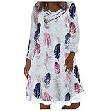 Damen Langarm Kleid Strickkleid Boho Blumenmuster Rundhals Elegant Fake Zweiteiliger Knielang Kleider Shirtkleider Freizeitkleid Pulloverkleid Casual Winterkleid Rollkragen A-Linie Sweater Minik