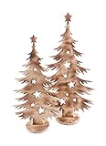 Bergliebe Dekobäume im 2er Set modern Weihnachtsdekoration Weihnachtsbaum rustikal Vintage geflammtes Holz 53,5x30 cm 43,5x24 cm Pohmer Desig