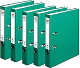 HERLITZ Ordner maX.File Nature+ A4 5cm | Kraftpapierbezug selbstklebendes Rückenschild | 10er Sparpack (Grün)