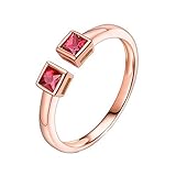 Epinki Rotgold 750 Pärchen Ringe, Offenes Band Verstellbar Ringe Eheringe mit Rubin 0.32ct Rot, Geschenk für Weihnachten, Rose Gold, Gr.67 (21.3)