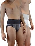 FarmaMed Ecodrytech Haltgebender Slip Herren, Atmungsaktive, Büro, Sport, Freizeit, Seamless-Technologie, Dryarn, Polygiene, Oeko-Tex, 100% Italien, 2er-Pack, Farb Blau+Silber, Größe M/L