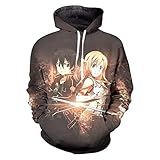 AZYVv 3D Druck Anime Sword Art Online Sweatshirt Herren Unisex Jacke Kapuzenpullover Sportswear Sweatshirt Tops Cosplay Kostüm Für Junge Mädchen Teenager Geschenk 3XL