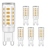 G9 LED leuchtmittel Warmweiß 2700K Kein Flackern 5W Entspricht 28W 33W 40W Halogenbirnen, G9 Kristall Deckenleuchten, G9 Fassung LED Lampen, AC 220-240V, 400lm, Nicht dimmbar, 5er Pack