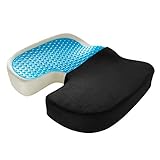 Laneetal Orthopädisches Sitzkissen mit Gel, Memory Foam Stuhlkissen zur Sitzkomfort, Steißbein-Entlastung für Büro, Home Office, schw