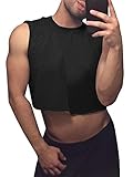 Männer Cropped Tank Top Kurz Basic Ärmellos Fitness Bodybuilding Gym S
