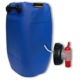 Wilai 60L Getränke- Wasserkanister Blau mit Schraubdeckel + Hahn (DIN 71) | Lebensmittelecht | BPA Frei | Tragbar mit 3 Griffen | Indoor und Outdoor | Made in Germany