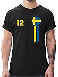 Fussball WM 2022 Fanartikel - 12. Mann Schweden Emblem - XXL - Schwarz - Schweden - L190 - Tshirt Herren und Männer T-S