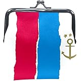 Münzgeldbörse mit Anker- und Sterne-Motiv, Weiß / Rot / B