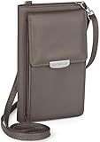 ONEFLOW Handy Umhängetasche Damen klein kompatibel mit alle Sony Xperia - Handytasche zum Umhängen mit Geldbörse, Schultertasche Vegan Leder, Graphitg