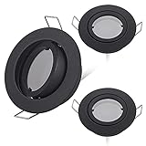 HCFEI LED Einbaustrahler dimmbar schwarz schwenkbar 5W flach 230V Einbau-Spot Strahler Einbauspot 68mm Bohrloch, 120°Abstrahlwinkel, Warmweiß 3000K (3er Pack)