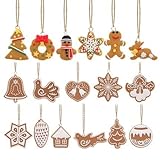 17Pcs Weihnachtsanhänger Weihnachtsbaum Hängender Mini Anhänger Weiche Keramik Weihnachtsanhänger Anhänger Schneeflocke Schneemann Tier Keks Anhänger Weihnachtsdek