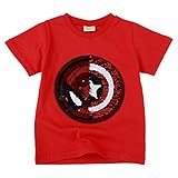 I pass Superhelden-T-Shirt für Jungen und Mädchen, wendbar, Pailletten, Magisches T-Shirt, Baumwolle, 3 – 8 Jahre (110 – 150 cm), D., 6-7 J