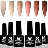 Gellack uv Nagellack 6 Farben Nude Glasieren Lila Grau Rosa Nagelgel Set Nail Art Soak Off Polish Gel Lacken Starterset Nagelk