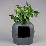 RHRQuality Katzentoilette Flower XXL Grau unsichtbare Katzenklo mit Deckel 51Ø x 55