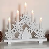 GloBrite Natürlicher Holz-Kerzenbrücke, festliche Szenendekoration, batteriebetrieben, warmweiß, LED-Weihnachts-Kerzenlichter (5 Kerzenbrücken)