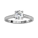 PHENIOTACE Damen Trauringe Solide Silber 925 Solitär Moissanit Diamant Hochzeitsring Verlobungsring Promise Ringe Offener Ring 1,0