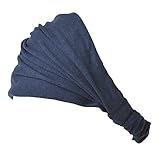 CHARM Damen Breites Haarband Bandana - Bio Baumwolle Stirnband Herren Kopftuch Navy