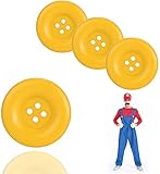 TK Gruppe Timo Klingler 4X Super groß Knöpfe Knopf Mario Waluigi Mario gelb für Kostüm, Verkleidung, Erwachsene Latzhose Karneval Fasching Damen und Herren (4X)