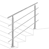 EINFEBEN Treppengeländer Edelstahl Pflegeleicht 80cm mit 3 Querstreben Innen und Außen Handlauf Geländer Brüstung Balk