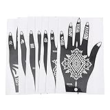 Lurrose 7PCS Henna Tattoo Schablone Kit Hand Temporäre Tattoo Aufkleber Indische Temporäre Tattoos Vorlage Jungen Glitter Tattoos für Frauen Jugendliche Mädchen DIY Tattoo Schablonen Body