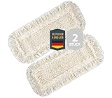 Zwei Stück Wischmopbezug Ersatzbezug Set Baumwolle für 40 cm Wischmop Klapphalter MADE IN EUROPE, Bodenwischer Mop für Bodenbeläge wie Laminat Echtholzböden Dielen Putzlappen, Parkett Schrubb