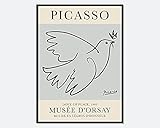 Pablo Picasso #PP04 Kunstdruck 'Friedenstaube 1949', Museumsausstellung, Vintage-Poster, einzeilig, minimalistischer Druck, signierte Lithograp