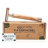 EcoYou Olivenholz Rasierhobel Damen Set Rosé-Gold inkl. 10 Rasierklingen ZERO WASTE Rasierer Frauen inkl. E-Book Plastikfreier Nassrasierer - Sicherheitsrasierer Safety R