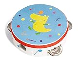 Eichhorn 100003483 Musik Tamburin mit süßem Tiermotiv Musikinstrument aus Holz, bunt, 14,5 x 14,5 x 4,5 cm groß, ab einem J