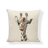 Kissenbezug Giraffe Kissenhülle Kissenbezüge 40x40cm Leinen Sofa Kissenbezug Zierkissenbezüge Weich Design Dekor Schlafzimmer Wohnzimmer Couch Bü