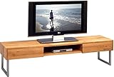 HomeTrends4you 353922 TV-Möbel / TV-Bank / Lowboard Tessa 2, Echtholz Wildeiche massiv geölt, Gestell Edelstahl, 160x40cm, Höhe 40