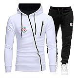 Woakzhe Herren Trainingsanzug Liv-erp.ool FC Kapuzenjacke Casual Outdoor Schräger Reißverschluss Baumwolle Strickjacke Hoodies und Sporthose (White1,XL)