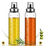 Tigerkinwit Olivenölspender Flasche, Essig und Ölflasche 2 * 500ML Ölspender aus Edelstahl und Glas Olivenöl Flasche Behälter für BBQ, Kochen, Grillen, Pasta, Auslaufsicher und Spü