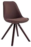 CLP Retro-Stuhl Toulouse Square Mit Stoffbezug Und Hochwertigem Sitzpolster I Lehnstuhl Mit Stabilem Holzgestell I Sitzhöhe 48 cm, Farbe:braun, Gestell Farbe:Cappuccino (Eiche)
