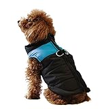 ubest Hundemantel wasserdichte Winterjacke mit D-Ring Warm Regenmantel gepolstert Puffer Weste, 13'/32cm Blau, L