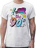 Sprüche Statement mit Spruch - I Love The 90s bunt - L - Weiß - Tshirt 90s - L190 - Tshirt Herren und Männer T-S