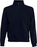 Fruit of the Loom Herren Zip Neck Sweat Sweatshirt, Blau (Deep Navy 202), Larg