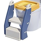 Toilettensitz Mit Treppe Klapptreppentraining Für Jungen Und Mädchen Toilettentrainer, Mehrzweck-Multifunktions-Tritthocker, Belastbar 80kg (Color : Blue, Size : 40 * 35 * 26cm)