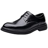 DADAWEN Herren Anzugschuhe Hochzeitsschuhe Business Schnürhalbschuhe Klassiker Oxfords,Schwarz,44 EU