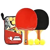 Asuthink Tischtennis Sets, Tischtennisschläger, mit 2 Schläger und 3 Bälle, Tischtennisschlaeger S