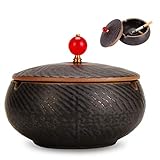 AMITD Zigarren Aschenbecher, Chinesische Keramik Aschenbecher Mit Einer Abdeckung Teetisch Couchtisch Klein Dekoration Wohnung Schlafzimmer Retro Zigarre Rauch Und Rauch (Gelb)