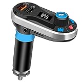 PATISZON FM Transmitter Bluetooth Auto, Handsfree Car Radio Audio Adapter Kit with 2 USB Charger, AUX Input, U Disk and TF Card S