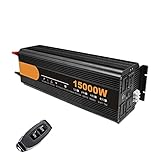 LLSS Auto-Wechselrichter 12000W/15000W Modifizierter Sinus-Wechselrichter DC 12V/24V zu AC 220V Stromwandler mit Doppelsteckdose und USB-Anschluss, für Outdoor-Reisen/Camping