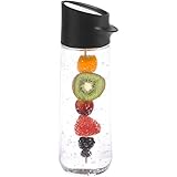 WMF Nuro Wasserkaraffe 1l, mit Fruchtspieß, Höhe 29,7 cm, Glas-Karaffe, CloseUp-Verschluss, schw