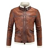 JELLYB Motorradjacke Herren Herbst Winter Punk-Stil Kunstleder Einfarbig Slim Fit Herren Mantel Urban Stehkragen/Revers Herren Langarm Strickjacke Mit Reißverschluss Männer Steppjack