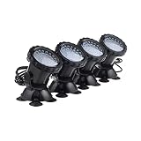 OMKMNOE 4 Stück Teichlicht Wasserdicht Spot Lichter Unterwasser Licht Mit Fernbedienung 36Leds Spot Lampe RGB Teichlampen Teichstrahler Für Aquarium Tank Garten Pool Brunnen Wasserfall Beleuchtung,