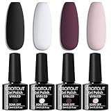 Croitout UV Nagellack Set, Gel Nagellack Shellac Set, Mehrfarbig Ablösbarer Gel Gellack Nagelgel Farben Farbgel Lack, Gel Nail Polish Kit 4 x 7.3